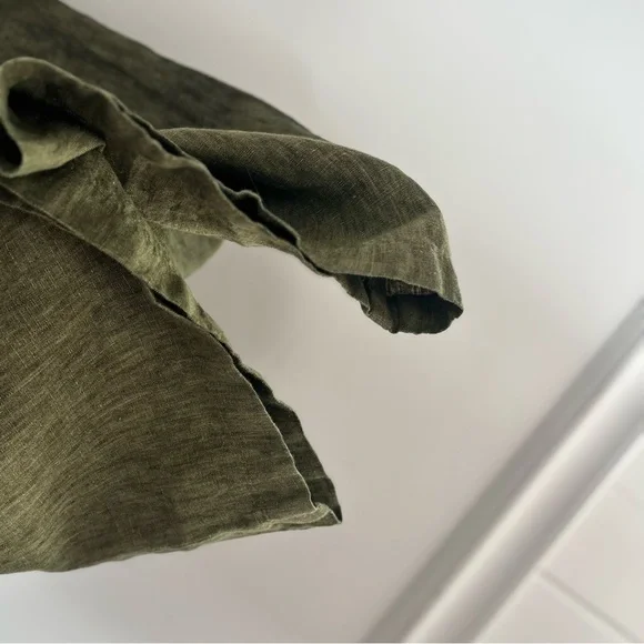 Eileen Fisher Green Wide-Leg Capri Pants Organic Cotton XXS-XS w/ Pockets - Picture 8 of 14